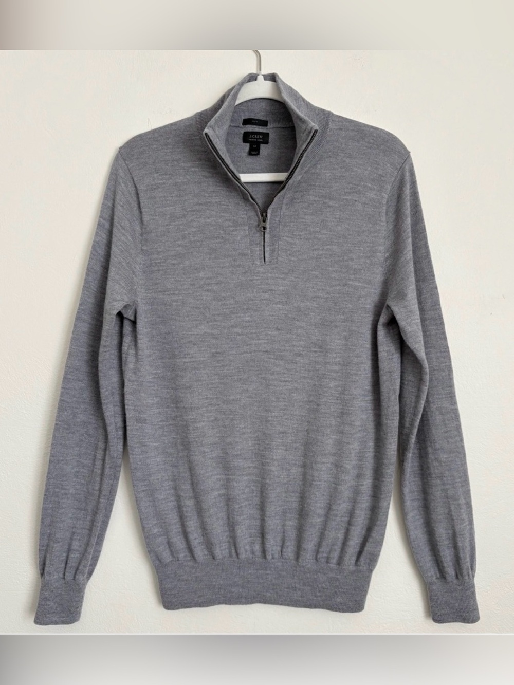 J. Crew 100% Merino Wool 1/4 Zip Baselayer Sz M Slim Fit Skiwear Activewear